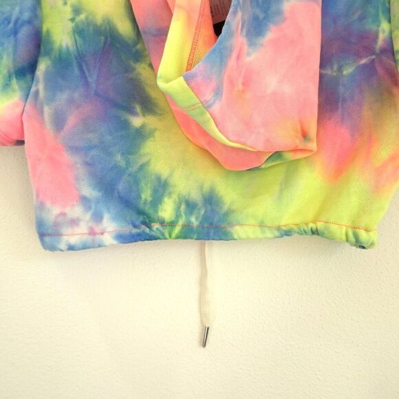 Fashion Nova Cropped Tie Dye Hoodie Bright Pastels Size Small NWT - Picture 8 of 15